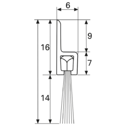"H" Profile Brush Strip - 2100mm